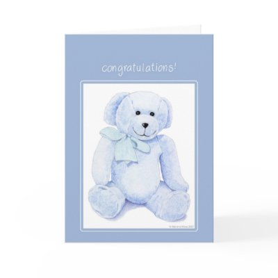 Blue Teddy Bear Congratulations Card by floatinglemons