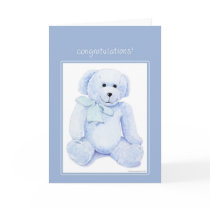 Blue Teddy Bear Congratulations Card