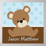 Blue Teddy Bear Print