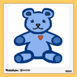 Blue teddy bear with love heart wall decals