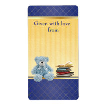 Blue Teddy Bring a Book Baby Shower Bookplates Shipping Labels