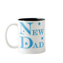 Blue Text New Dad mugs