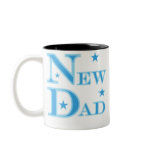 Blue Text New Dad Mugs