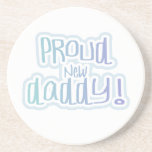 Blue Text Proud New Daddy Gifts Drink Coasters