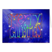 Blue textured Merry Christmas card cards