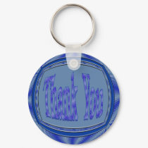 Blue Thank You circle keychains by DonnasGreetingCards Blue Thank You circle keychains