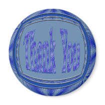 Blue Thank You circle magnets by DonnasGreetingCards Blue Thank You circle magnets