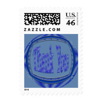 Blue Thank You circle postage by DonnasGreetingCards Blue Thank You circle postage