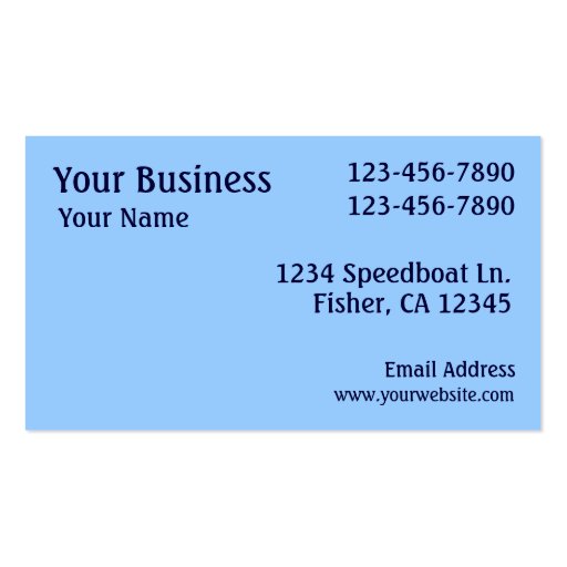 Blue theme speedboat custom business cards (back side)