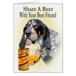 Blue Tick Bloodhound Shares A Beer  Card