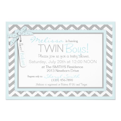 Blue Tie & Bow-tie & Chevron Print Baby Shower Cards