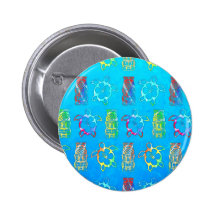 Blue Tie Die Honu And Tiki Mask Pins