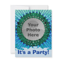 Blue Tiedye Photo Invitations