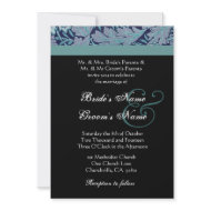 Blue Tiffany Navy Damask Wedding Invitation invitation