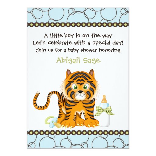 Blue Tiger Baby Shower Invitation for Boys Zazzle