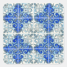 Blue Tile Design 2 - Swirls Sticker