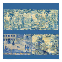 Blue tiles - blue background posters