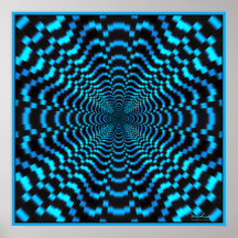 Blue Time Tunnel Optical Illusion Print