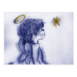 blue tint angel wishing postcards