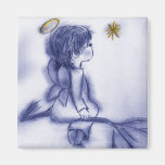 blue tint angel wishing refrigerator magnets