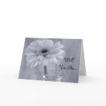 Blue Tinted Daisy Will You Be My Bridesmaid Card