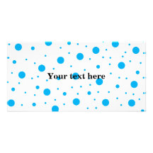 Blue tiny and big polka dots personalized photo card