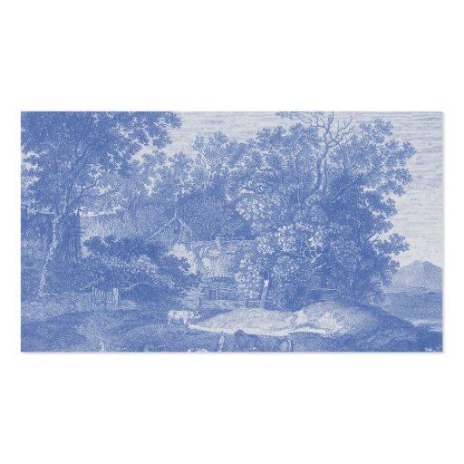 Blue Toil de Jouy French Country Shabby Elegance Business Card (back side)