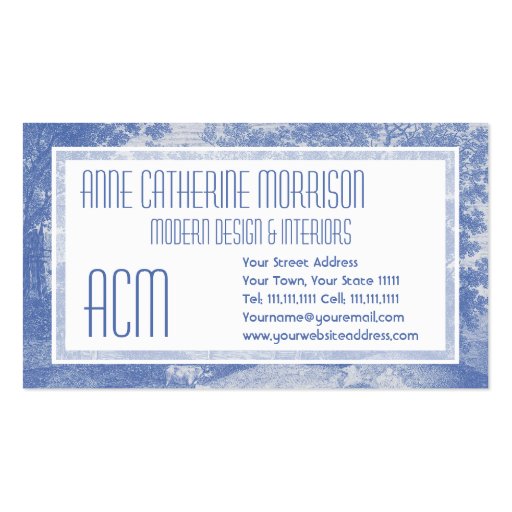 Blue Toil de Jouy French Country Shabby Elegance Business Card