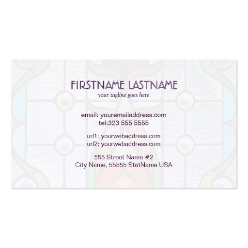Blue Tones Stained Glass Template Business Card Templates (back side)