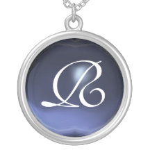 Blue Topaz Gem  Monogram Pendants