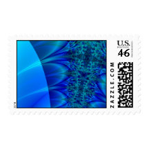 Blue Trace Fractal Postage