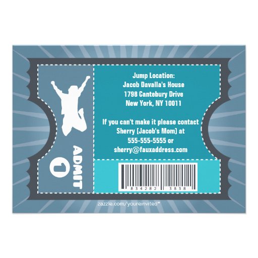 Blue Trampoline Jump Pass Invitation