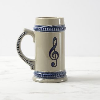 Blue Treble Clef Stein mug