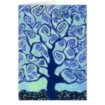Blue Tree Abstract Art Greeting Card