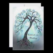 Blue Tree of Life Wedding Invitation