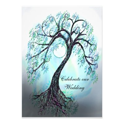 Blue Tree of Life Wedding Invitation