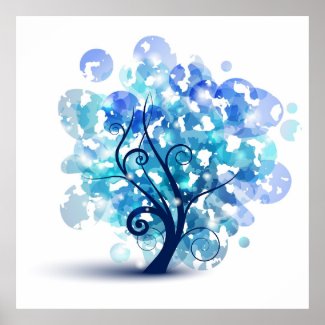 Blue Tree Poster