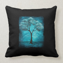 Blue Tree Throw Pillow pillows
