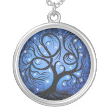 Blue tree with stars, Necklace