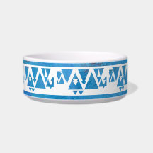 Blue Triangles and Arrows Cat Food Bowls