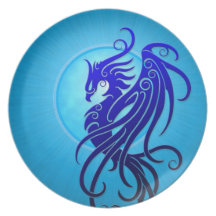 Blue Tribal Phoenix Party Plate