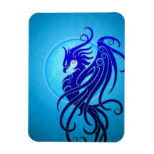 Blue Tribal Phoenix Rectangular Magnets
