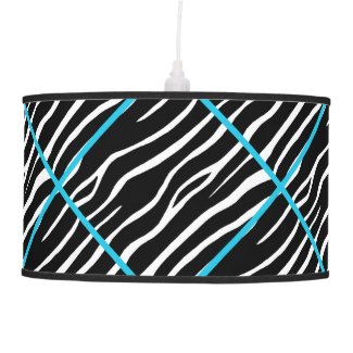 Blue Trimmed Zebra Print Lamp