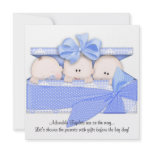 Blue Triplet Baby Shower Invitation Announcement