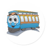 Blue Trolley Cartoon Stickers