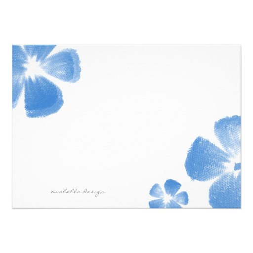 Blue Tropical Watercolor Flowers Wedding Invite