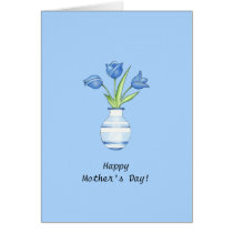 Blue Tulips blue Mother's Day Card cards