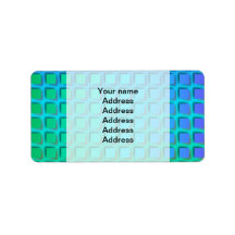 Blue Turquoise and Green Squares Pattern Personalized Address Labels