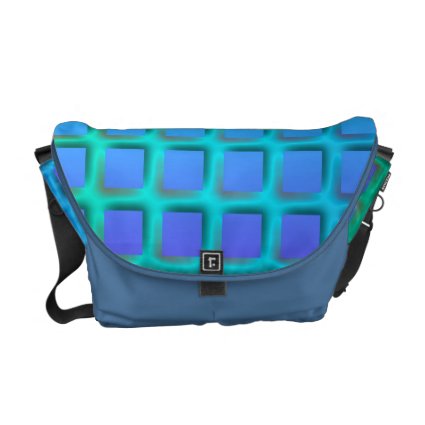 Blue Turquoise and Green Squares Pattern Courier Bag