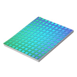 Blue Turquoise and Green Squares Pattern Notepad